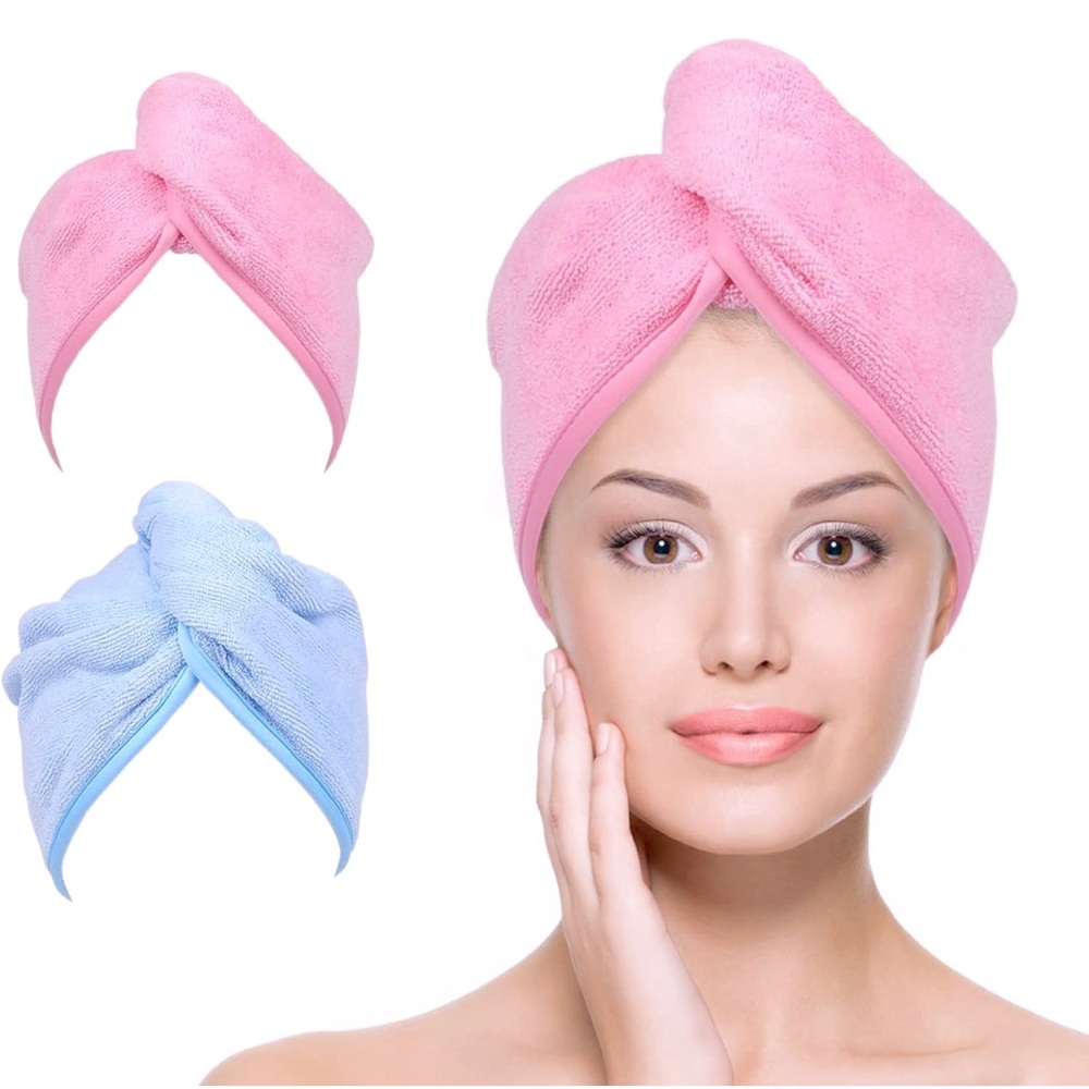 NWT YoulerTex Microfiber Hair Towel Hair Wrap: 2 Pack 10X26 Hair Dryer Towels
